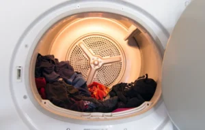 Dryer drum filled clothes