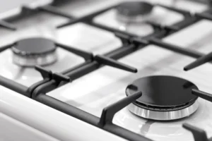 Modern white gas stovetop