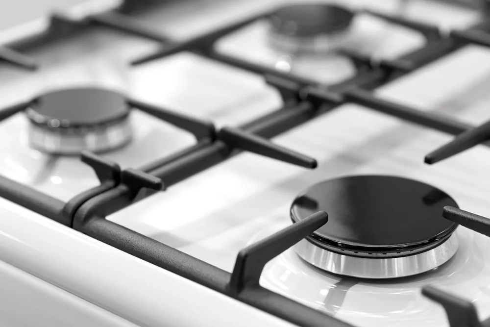 Modern white gas stovetop