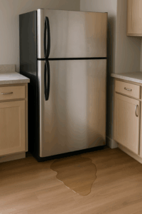 a home freezer leaking water from the bottom