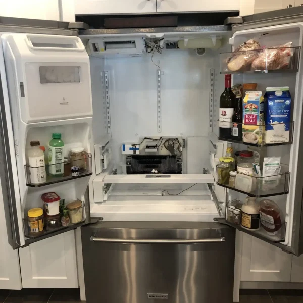 Open refrigerator filled food